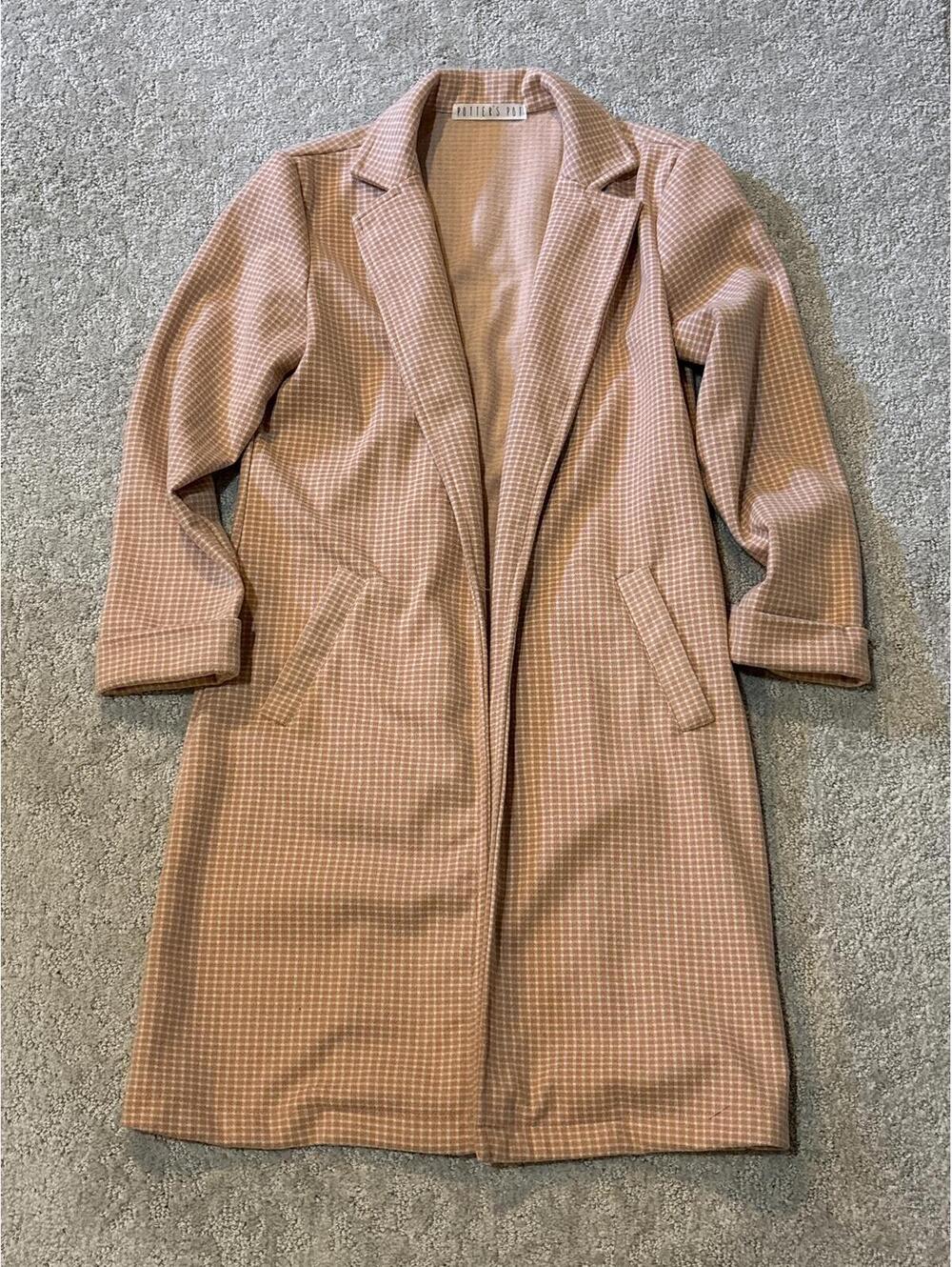 Potter's Pot Women's Long Pink Checkered Coat
